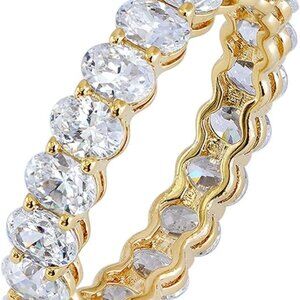 14K Gold Plated Cubic Zirconia Eternity Ring Womens Size 8 Stackable